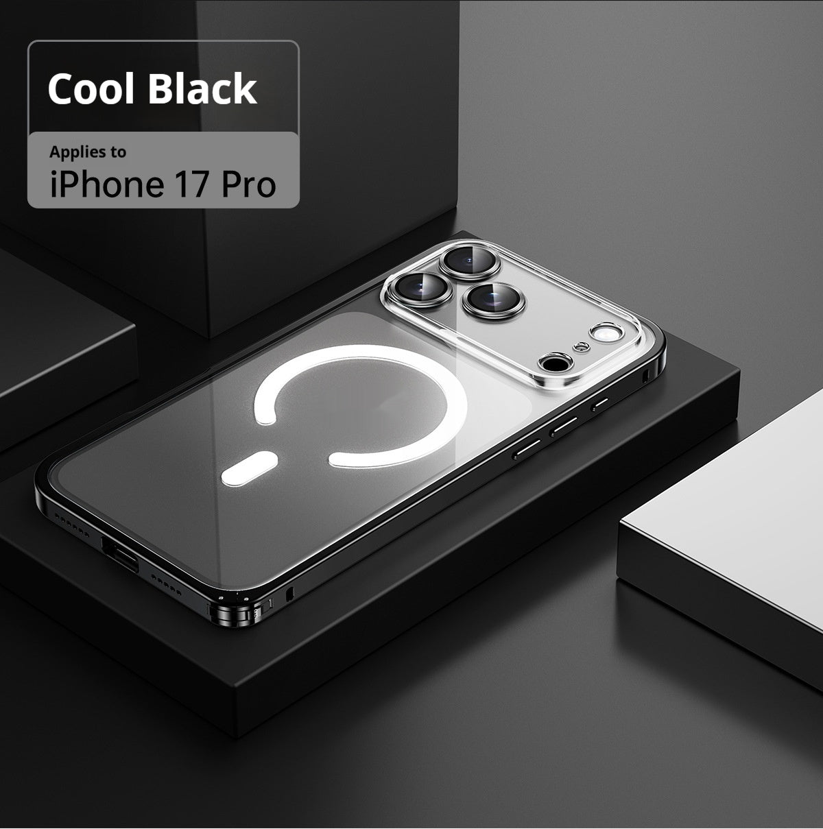 Applicable 17 Metal Frame Phone Case Magnetic Suction Spring Fastener Transparent Eagle Eye Lens Protective Cover