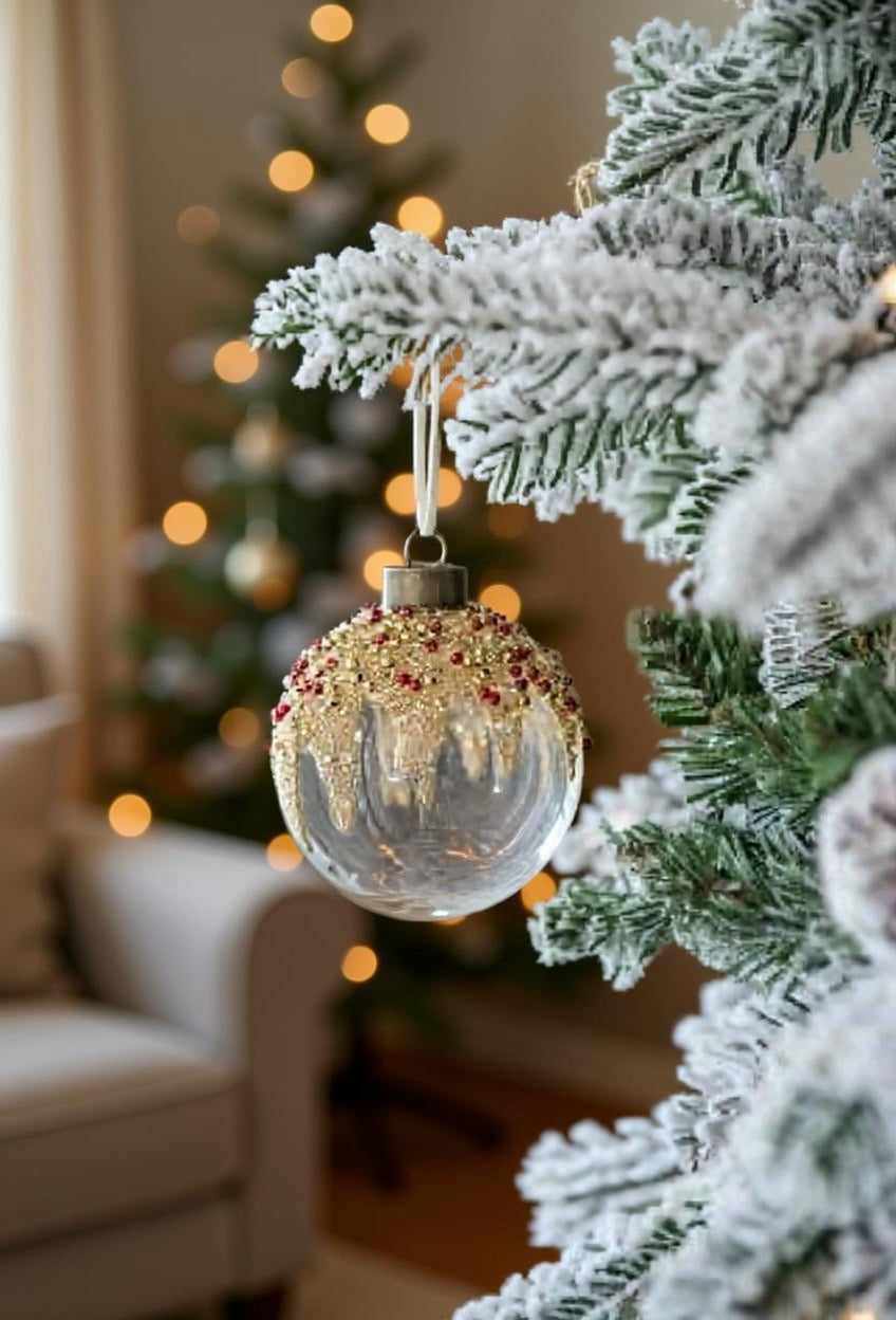 D3 Christmas Ball Ornaments, Glass Decorative Hanging Ball Christmas Tree Ornaments For Holiday Party Decorations, Set Of 12