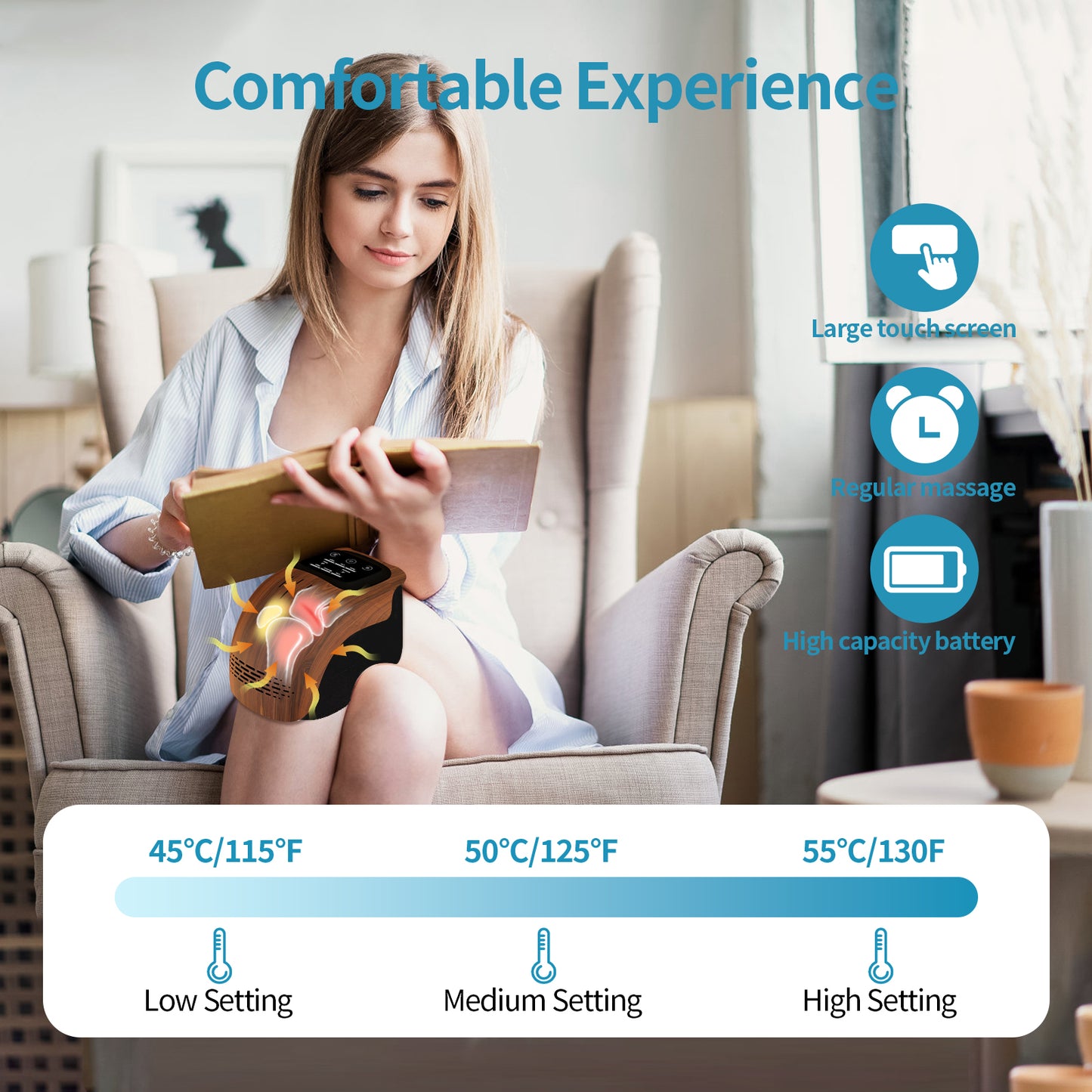Electric Knee Massager - Rechargeable Heating & Kneading Therapy Device