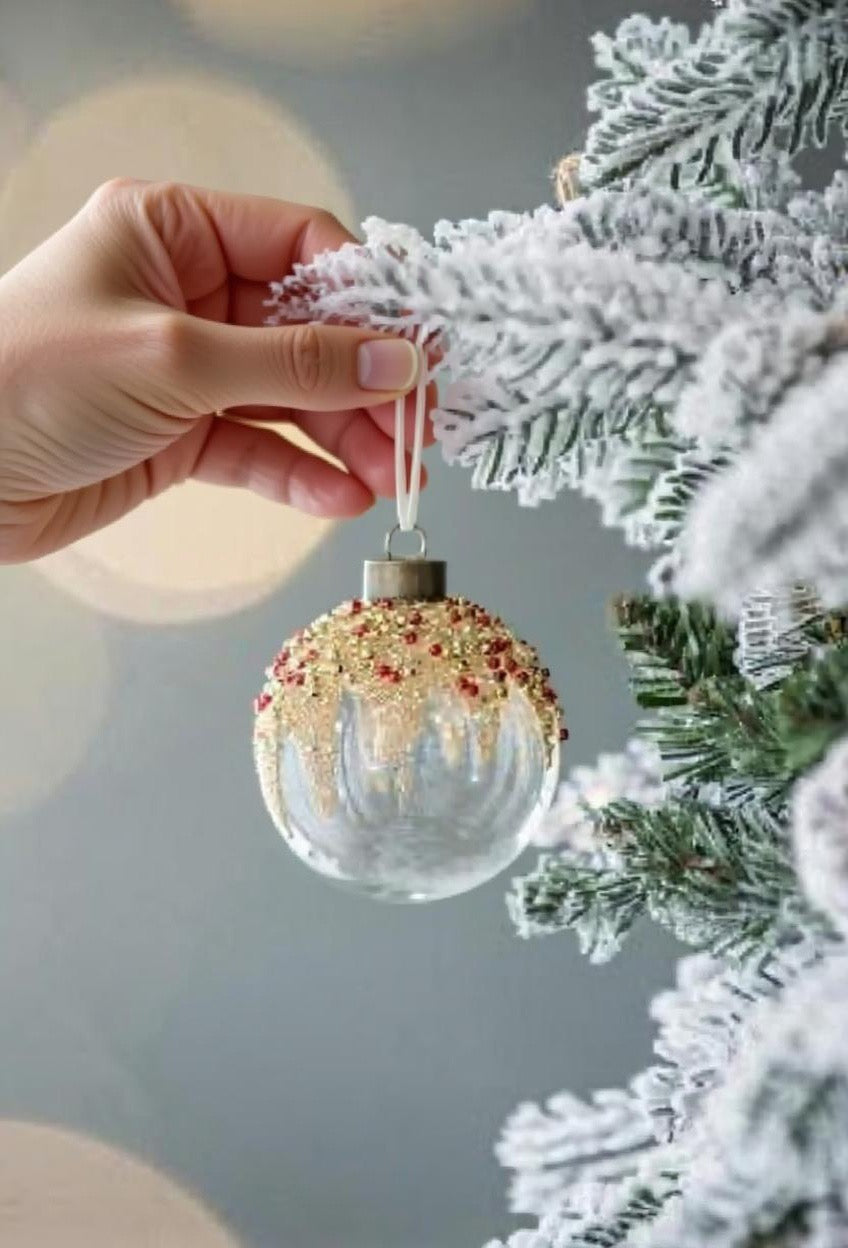 D3 Christmas Ball Ornaments, Glass Decorative Hanging Ball Christmas Tree Ornaments For Holiday Party Decorations, Set Of 12