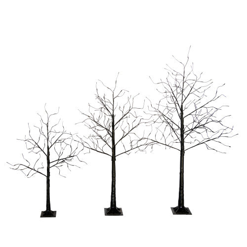 3 Pac Halloween Spooky Tree With Purple Lights, 4FT 5FT And 6FT, Lighted Black Tree For Halloween Decoration