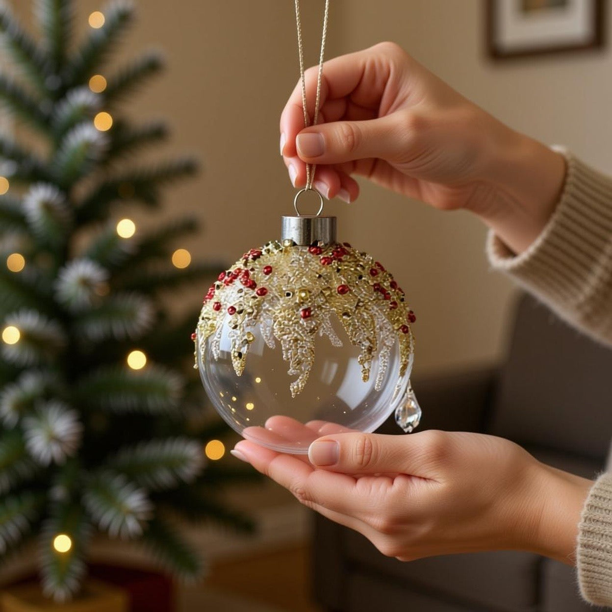 D3 Christmas Ball Ornaments, Glass Decorative Hanging Ball Christmas Tree Ornaments For Holiday Party Decorations, Set Of 12