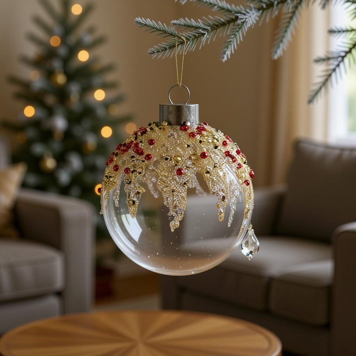 D3 Christmas Ball Ornaments, Glass Decorative Hanging Ball Christmas Tree Ornaments For Holiday Party Decorations, Set Of 12