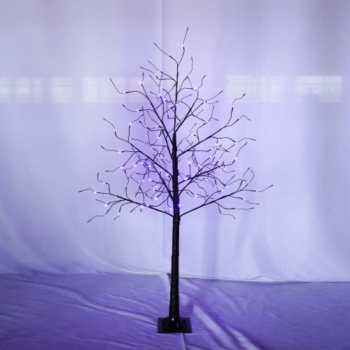 3 Pac Halloween Spooky Tree With Purple Lights, 4FT 5FT And 6FT, Lighted Black Tree For Halloween Decoration