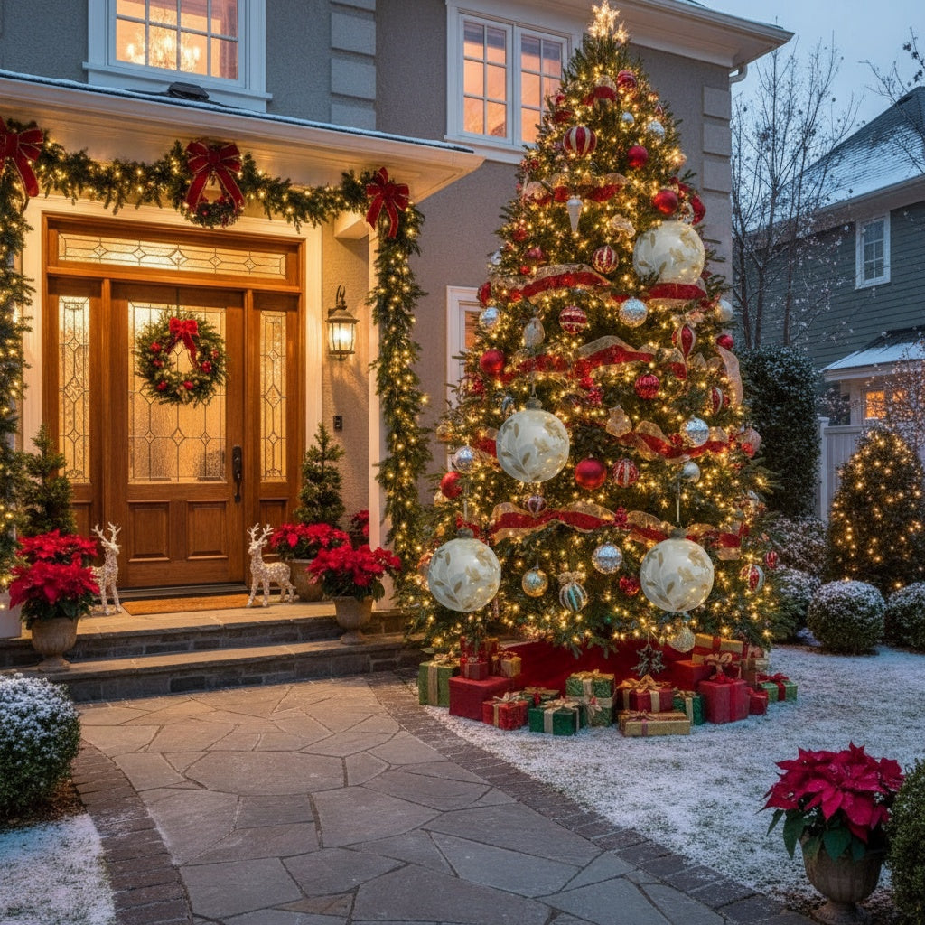 6PCS Set 3.9in Christmas Glass Ball Ornaments Holiday Tree Hanging Decor Home Party Baubles